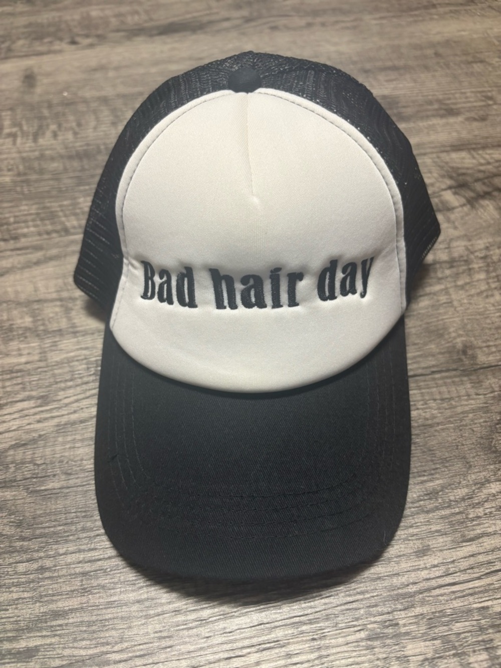 Bad Hair Day Black & White Trucker Hat
